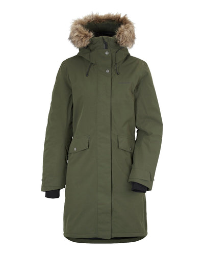 Deep Green Coloured Didriksons Erika Ladies Padded Waterproof Parka 3 On A White Background #colour_deep-green