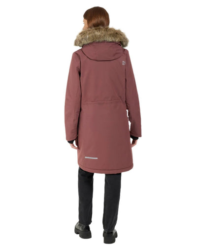 Old Rust Coloured Didriksons Erika Ladies Padded Waterproof Parka 3 On A White Background #colour_old-rust