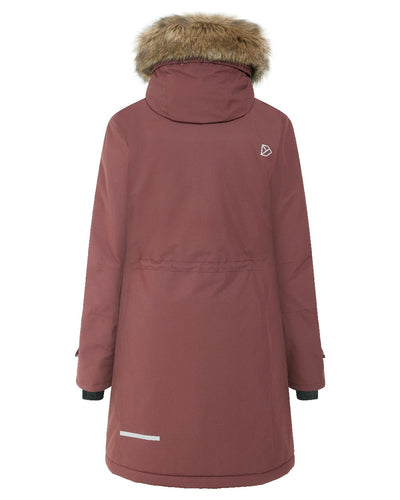 Old Rust Coloured Didriksons Erika Ladies Padded Waterproof Parka 3 On A White Background #colour_old-rust