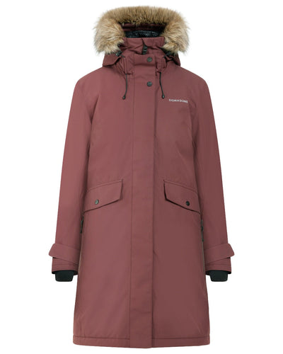 Old Rust Coloured Didriksons Erika Ladies Padded Waterproof Parka 3 On A White Background #colour_old-rust