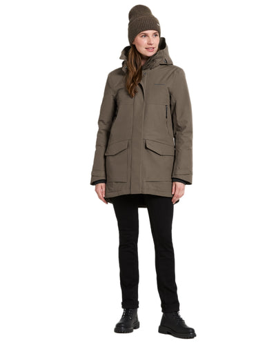 Mocha Brown coloured Didriksons Frida Womens Parka 7 on white background #colour_mocha-brown