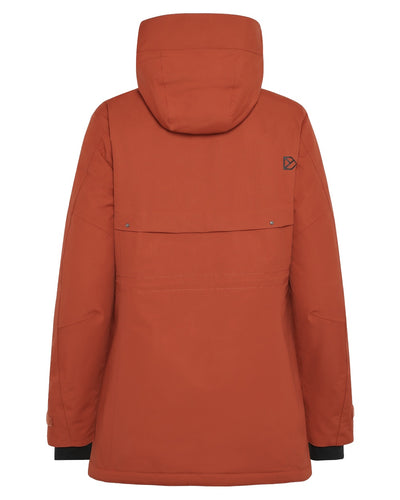Rust coloured Didriksons Frida Womens Parka 7 on white background #colour_rust