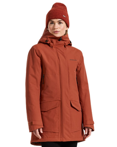 Rust coloured Didriksons Frida Womens Parka 7 on white background #colour_rust