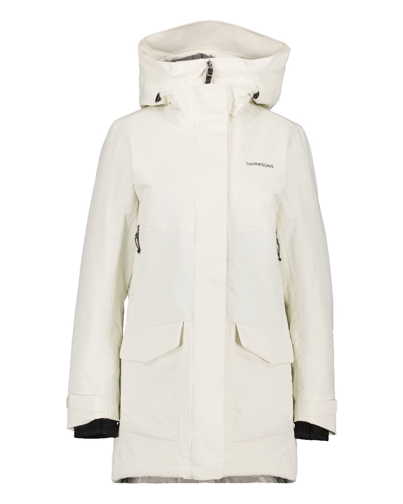 White Foam Coloured Didriksons Frida Womens Parka 7 On A White Background 