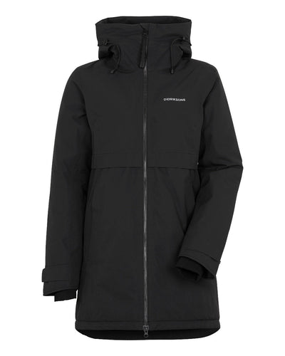 Black Coloured Didriksons Helle Ladies Parka 5 On A White Background  #colour_black