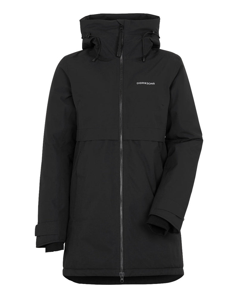 Black Coloured Didriksons Helle Ladies Parka 5 On A White Background  