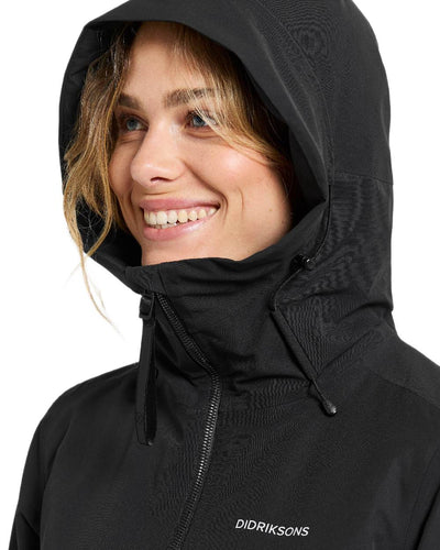 Black Coloured Didriksons Helle Ladies Parka 5 on white background #colour_black