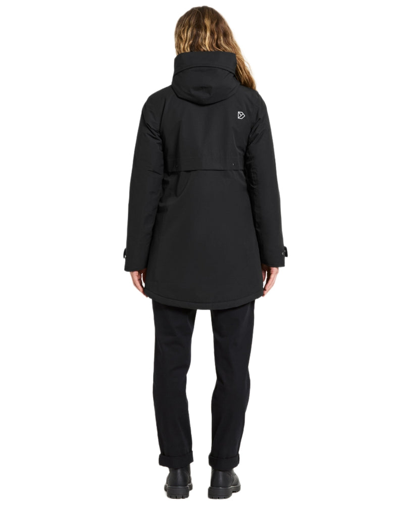Black Coloured Didriksons Helle Ladies Parka 5 on white background 