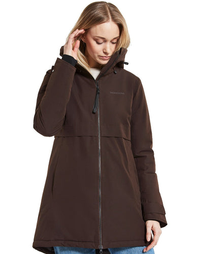 Brown Coloured Didriksons Helle Ladies Parka 5 On A White Background  #colour_brown