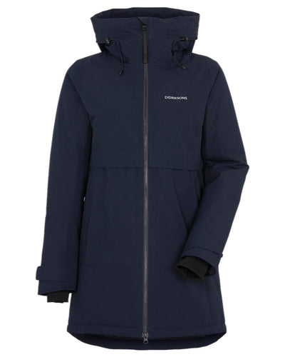 Dark Night Blue Coloured Didriksons Helle Ladies Parka 5 on white background #colour_dark-night-blue