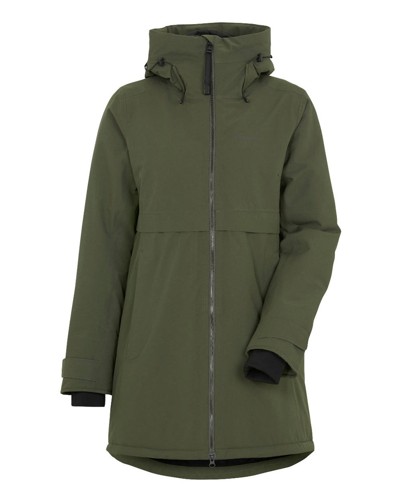 Deep Green Coloured Didriksons Helle Ladies Parka 5 On A White Background  