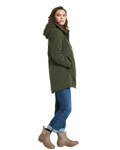 Deep Green Coloured Didriksons Helle Ladies Parka 5 On A White Background  #colour_deep-green