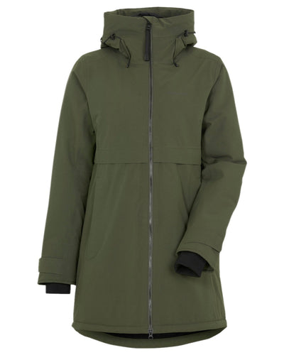 Deep Green Coloured Didriksons Helle Ladies Parka 5 on white background #colour_deep-green
