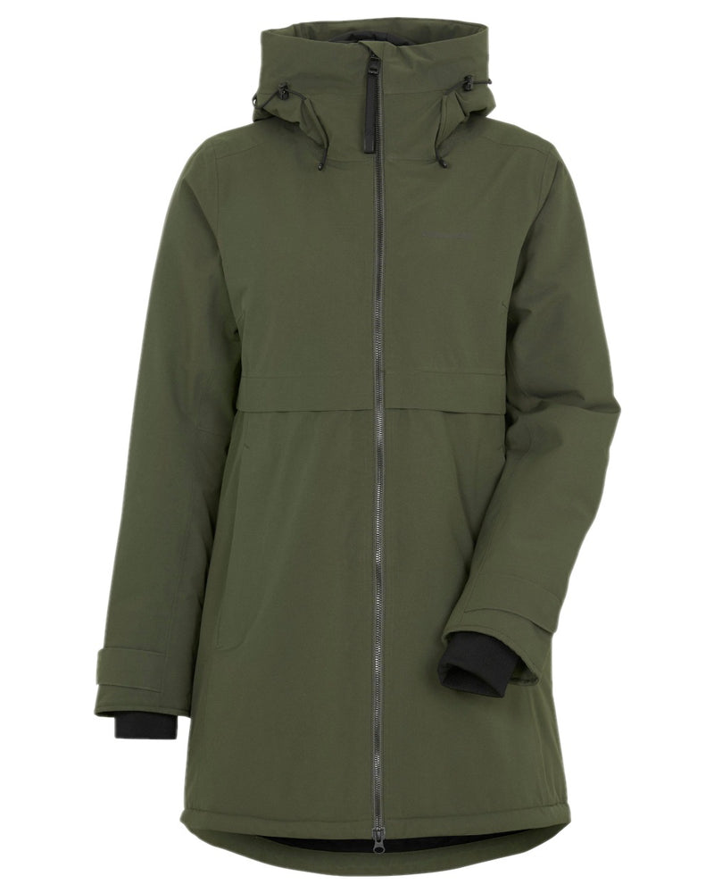 Deep Green Coloured Didriksons Helle Ladies Parka 5 on white background 