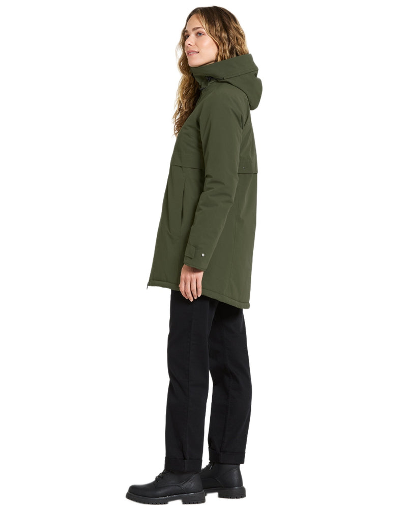 Deep Green Coloured Didriksons Helle Ladies Parka 5 on white background 