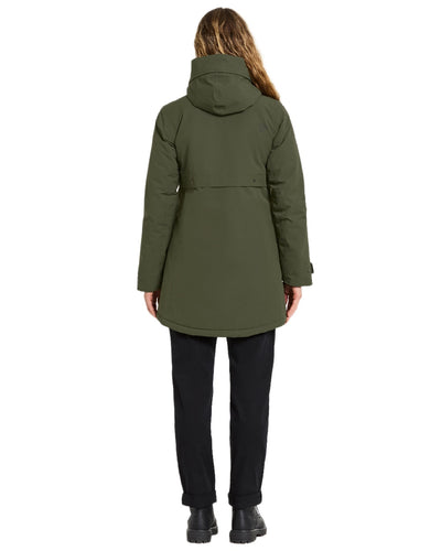 Deep Green Coloured Didriksons Helle Ladies Parka 5 on white background #colour_deep-green