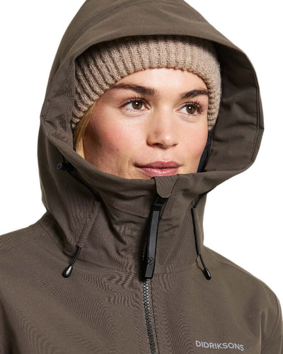 Mocha Brown Coloured Didriksons Helle Ladies Parka 5 on white background #colour_mocha-brown