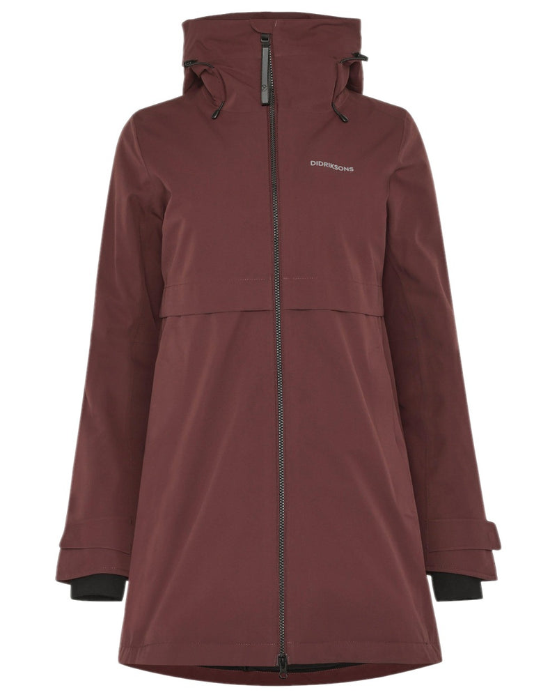 Old Rust Coloured Didriksons Helle Ladies Parka 5 on white background 