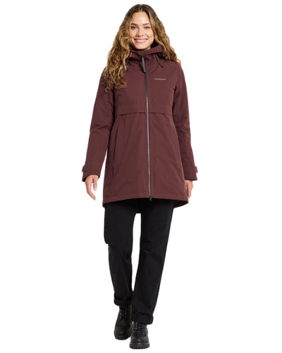 Old Rust Coloured Didriksons Helle Ladies Parka 5 on white background #colour_old-rust