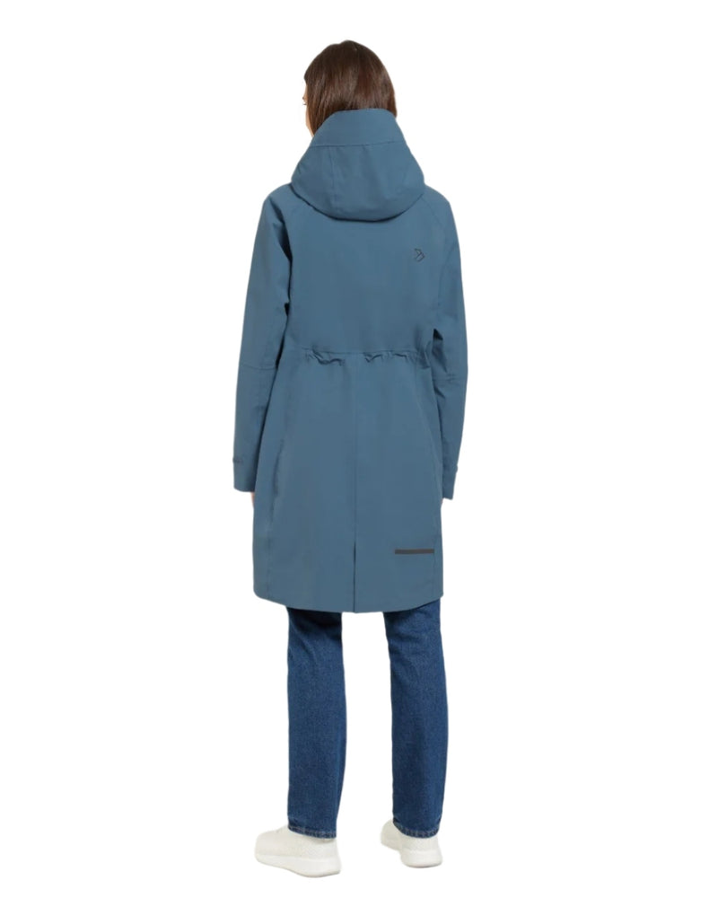 True Blue coloured Didriksons Womens Parka on white background 