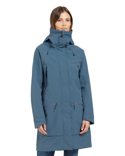 True Blue coloured Didriksons Womens Parka on white background #colour_true-blue