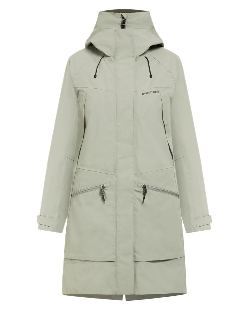 Wilted Leaf coloured Didriksons Womens Parka on white background 