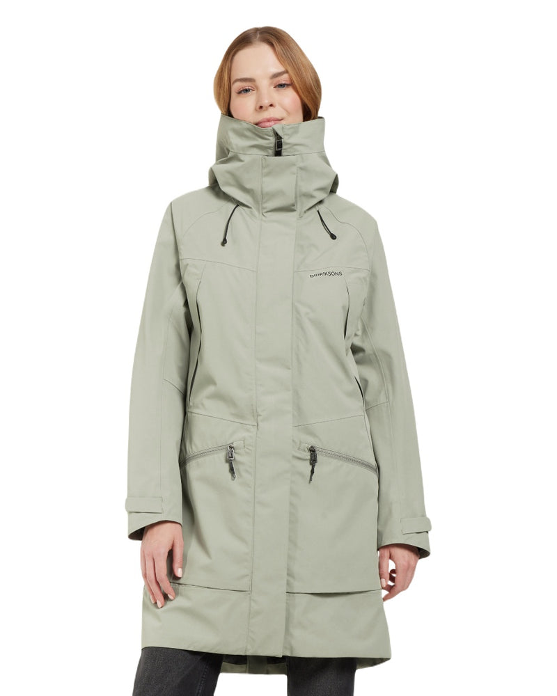 Wilted Leaf coloured Didriksons Womens Parka on white background 