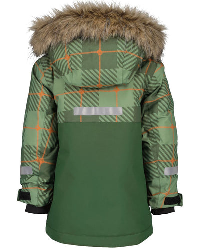 Termos Pine Green Coloured Didriksons Kids Polarbjörnen Printed Parka on white background #colour_termos-pine-green