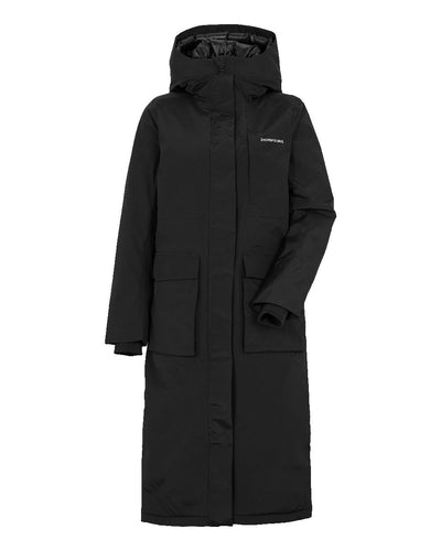 Black Coloured Didriksons Leya Womens Parka Long 3 On A White Background #colour_black