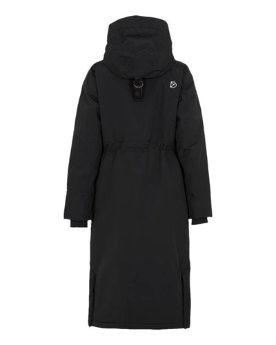 Black Coloured Didriksons Leya Womens Parka Long 3 On A White Background #colour_black