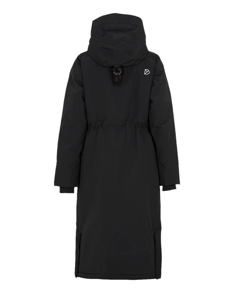 Black Coloured Didriksons Leya Womens Parka Long 3 On A White Background 