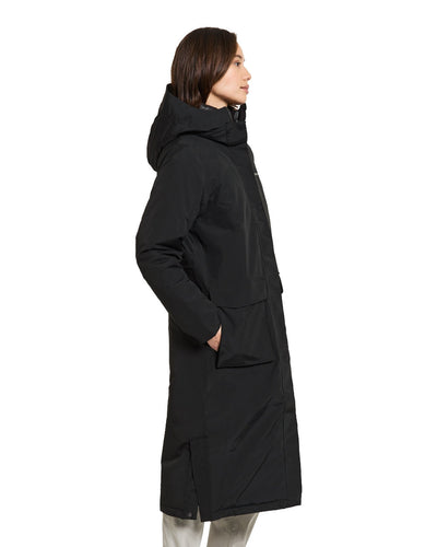 Black Coloured Didriksons Leya Womens Parka Long 3 On A White Background #colour_black