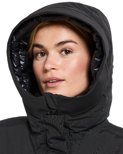 Black Coloured Didriksons Leya Womens Parka Long 3 on white background #colour_black