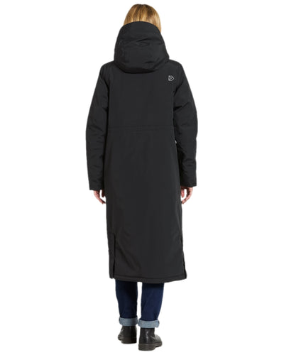 Black Coloured Didriksons Leya Womens Parka Long 3 on white background #colour_black