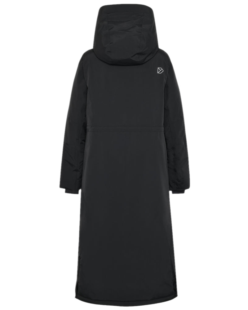 Black Coloured Didriksons Leya Womens Parka Long 3 on white background 