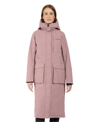 Faded Wine coloured Didriksons Leya Womens Parka Long 3 on white background #colour_faded-wine