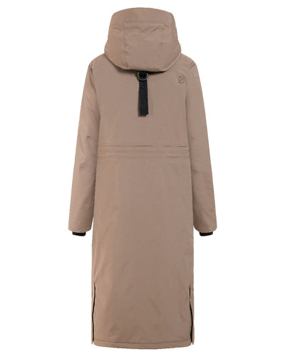 Mocha Brown coloured Didriksons Leya Womens Parka Long 3 on white background #colour_mocha-brown