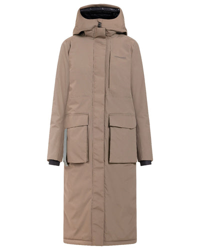 Mocha Brown coloured Didriksons Leya Womens Parka Long 3 on white background #colour_mocha-brown