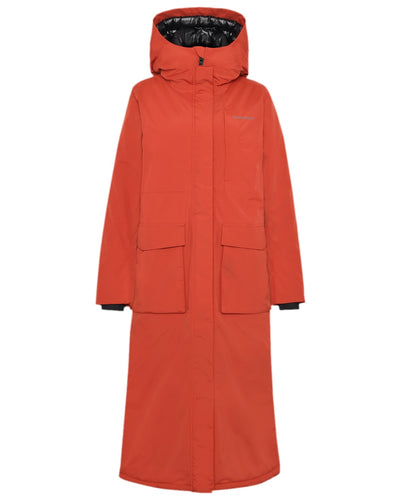 Rust Coloured Didriksons Leya Womens Parka Long 3 on white background #colour_rust