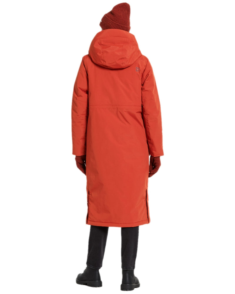 Rust Coloured Didriksons Leya Womens Parka Long 3 on white background 