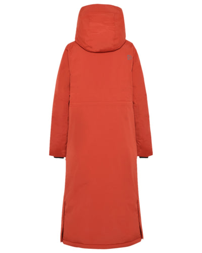 Rust Coloured Didriksons Leya Womens Parka Long 3 on white background #colour_rust