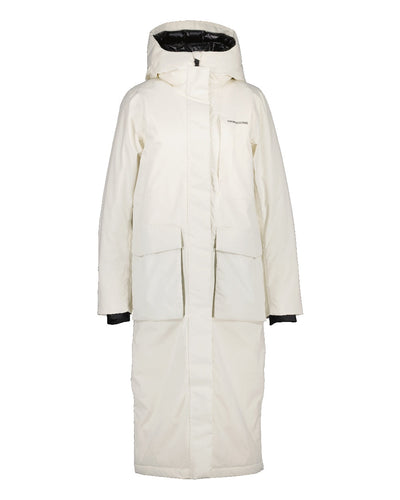 White Foam Coloured Didriksons Leya Womens Parka Long 3 On A White Background #colour_white-foam