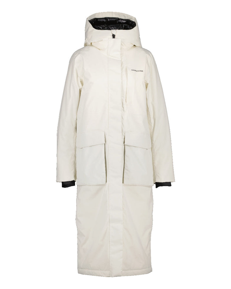 White Foam Coloured Didriksons Leya Womens Parka Long 3 On A White Background 