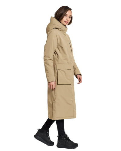 Wood Coloured Didriksons Leya Womens Parka Long 3 On A White Background #colour_wood