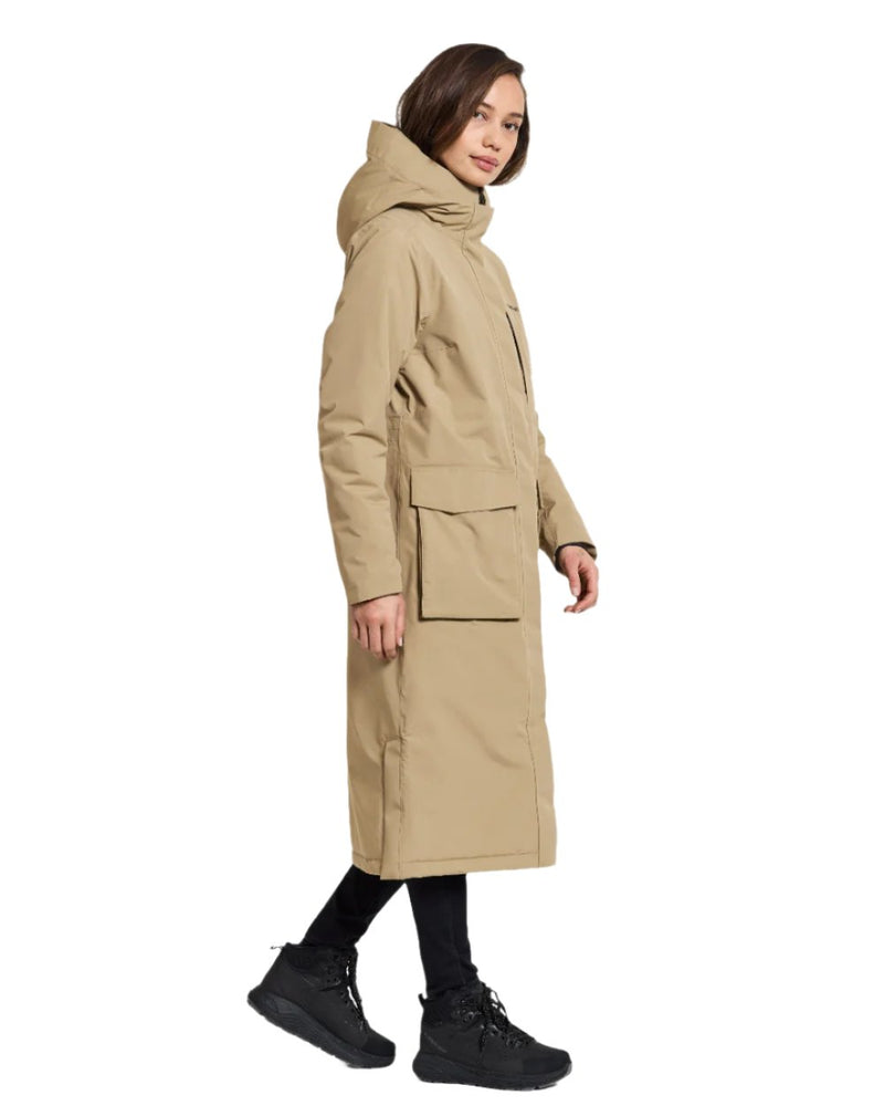 Wood Coloured Didriksons Leya Womens Parka Long 3 On A White Background 