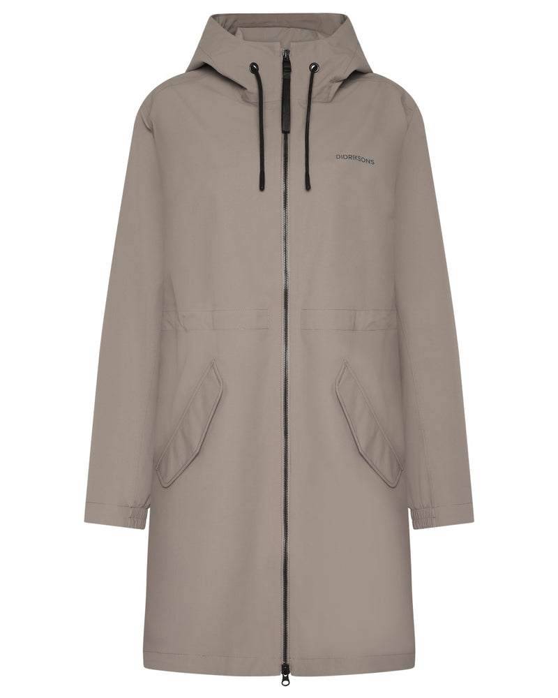 Ash Brown coloured Didriksons Marta Womens Parka 3 on white background 