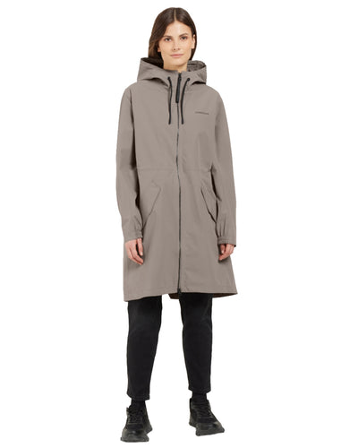 Ash Brown coloured Didriksons Marta Womens Parka 3 on white background #colour_ash-brown