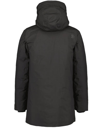 Black Coloured Didriksons Mens Akilles Parka on white background #colour_black