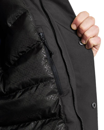 Black Coloured Didriksons Mens Akilles Parka on white background #colour_black