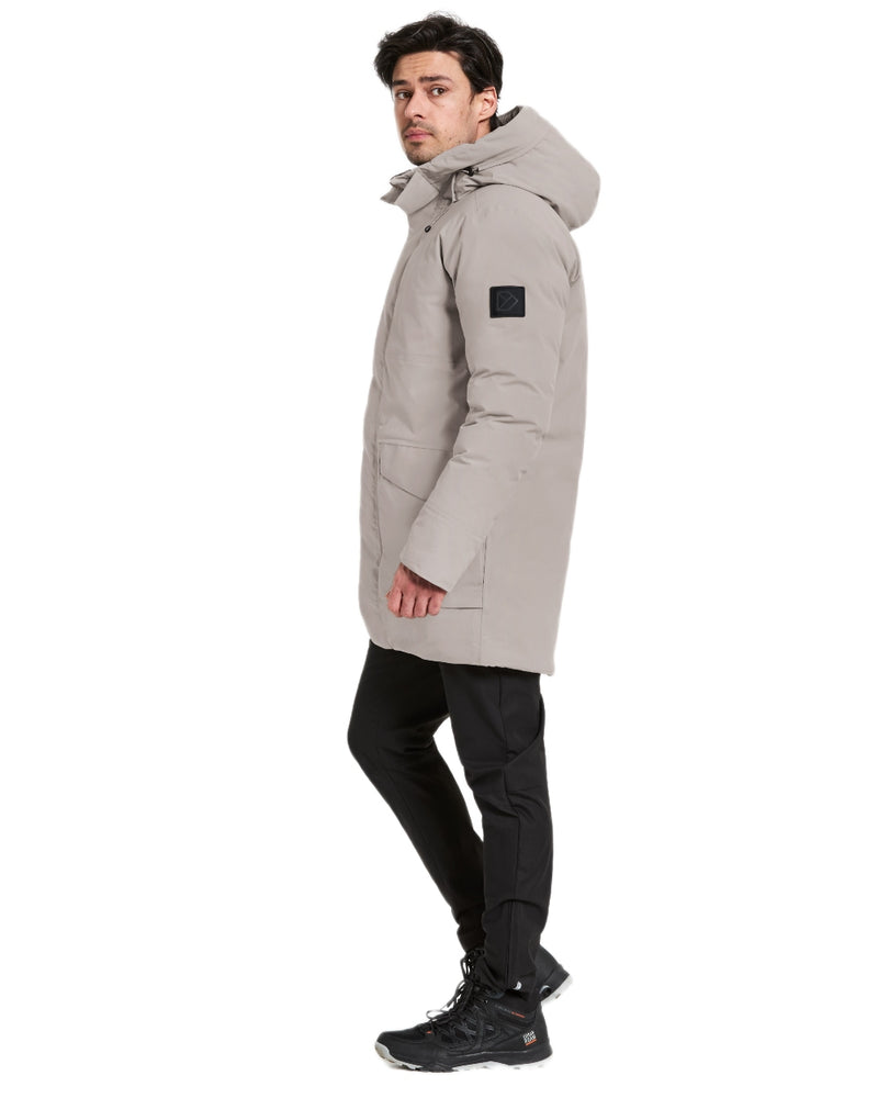 Ash Brown coloured Didriksons Mens Akilles Parka on white background 